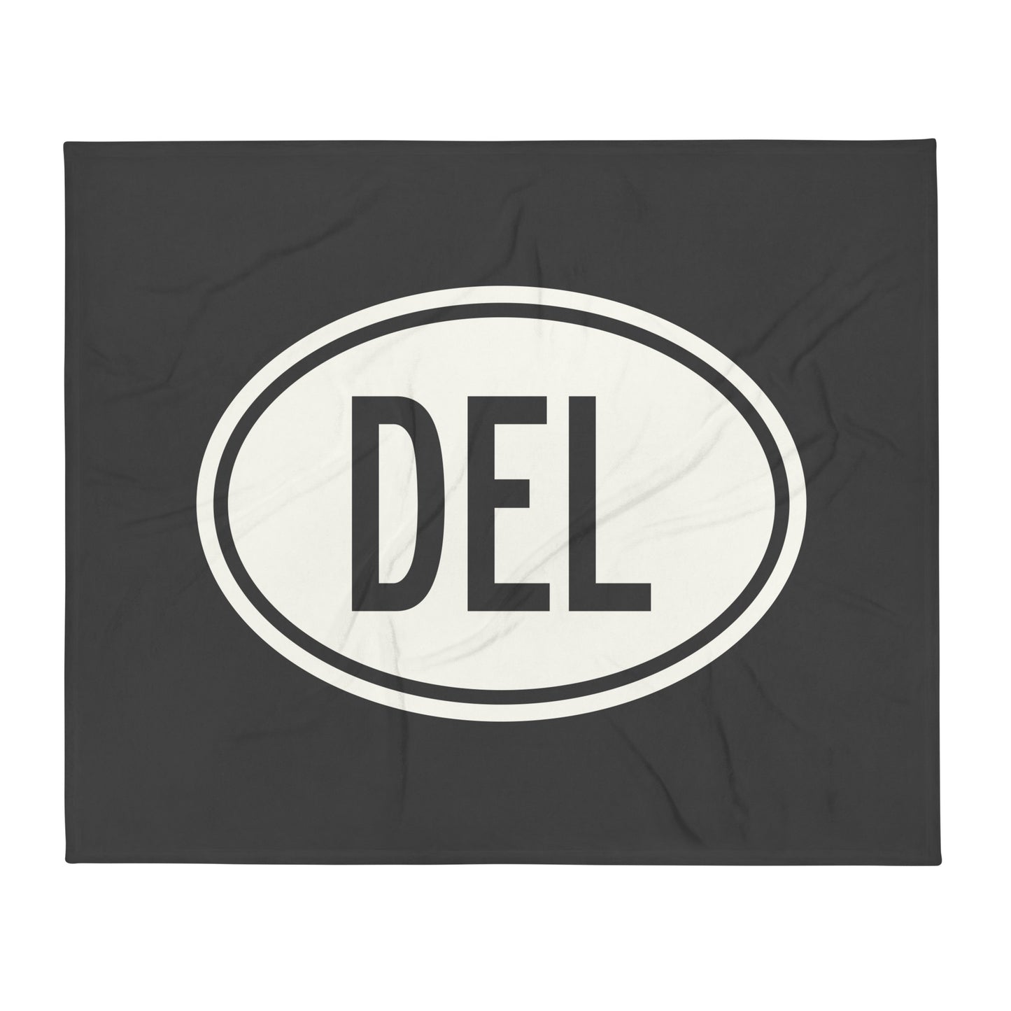 Unique Travel Gift Throw Blanket - White Oval • DEL Delhi Souvenir • YHM Designs - Image 01