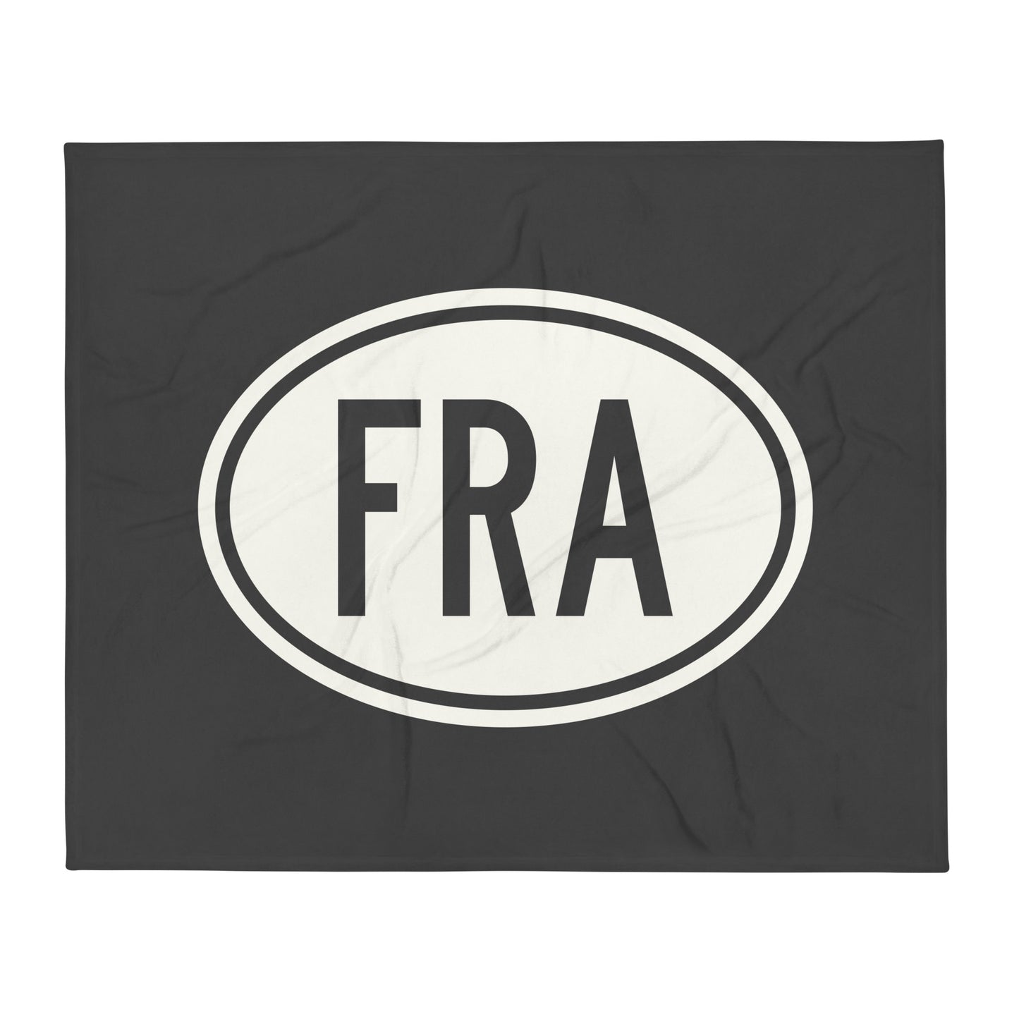 Unique Travel Gift Throw Blanket - White Oval • FRA Frankfurt Souvenir • YHM Designs - Image 01