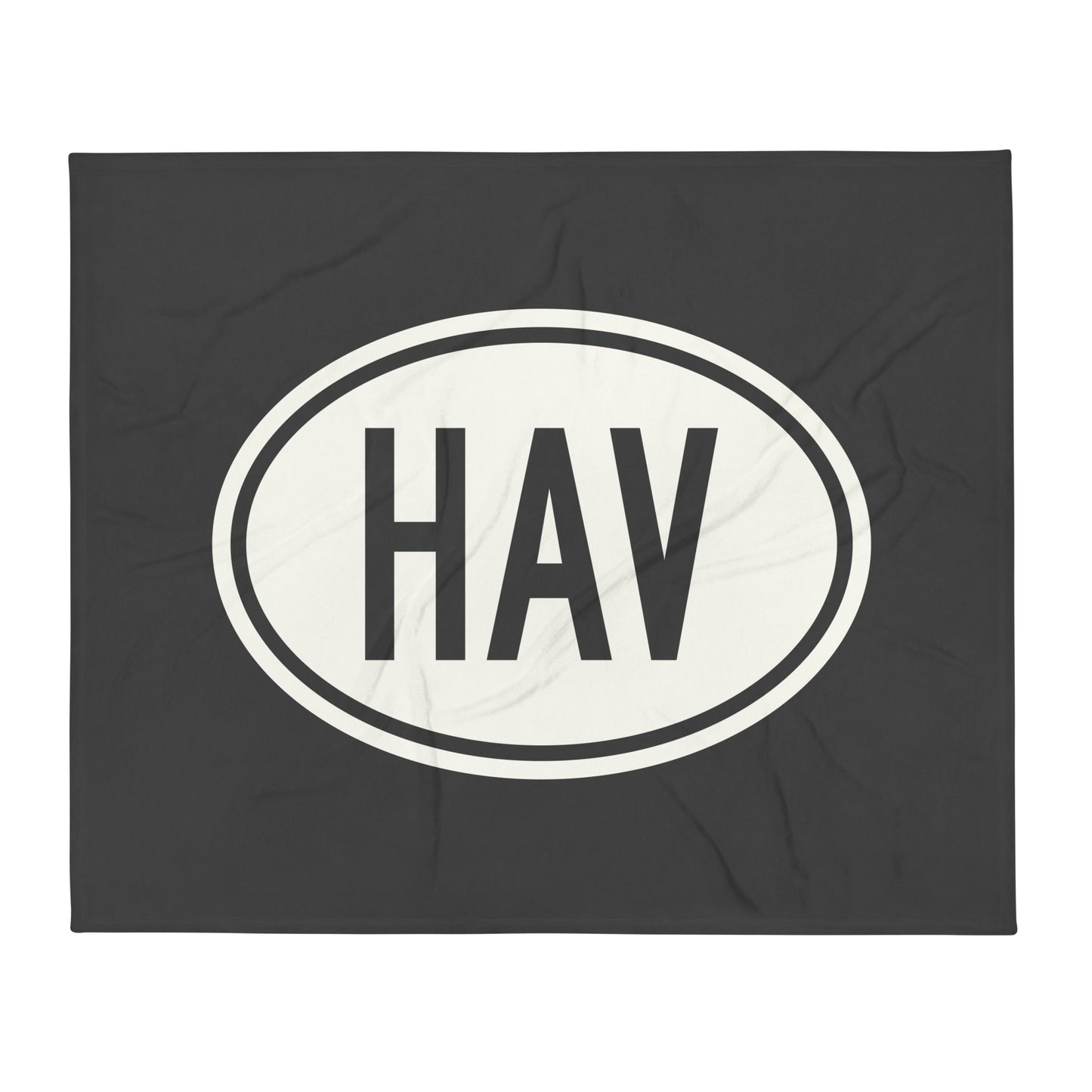 Unique Travel Gift Throw Blanket - White Oval • HAV Havana Souvenir • YHM Designs - Image 01