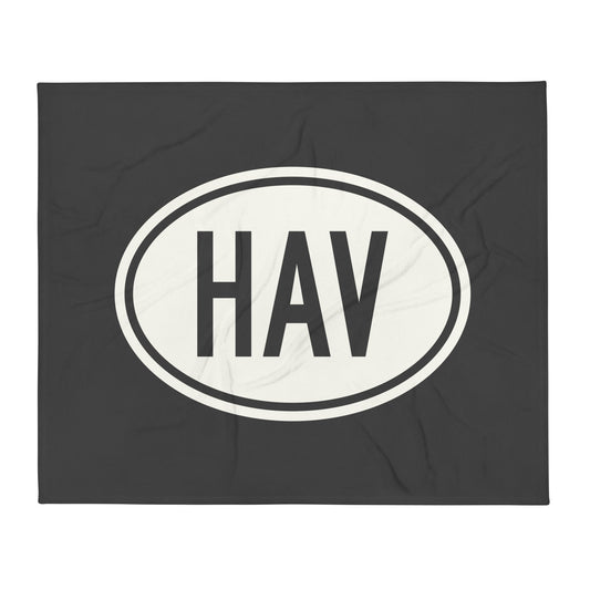 Unique Travel Gift Throw Blanket - White Oval • HAV Havana • YHM Designs - Image 01