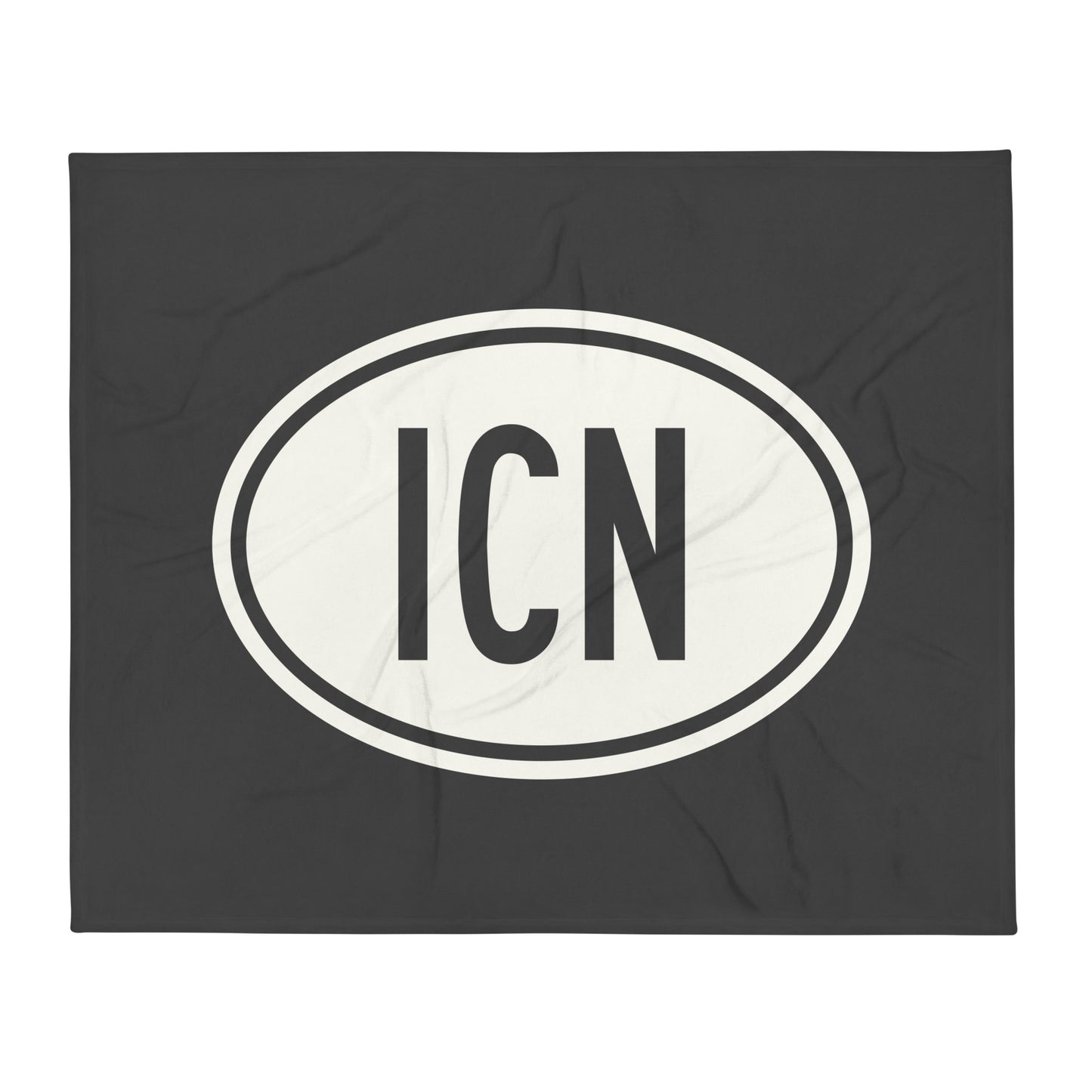 Unique Travel Gift Throw Blanket - White Oval • ICN Seoul Souvenir • YHM Designs - Image 01