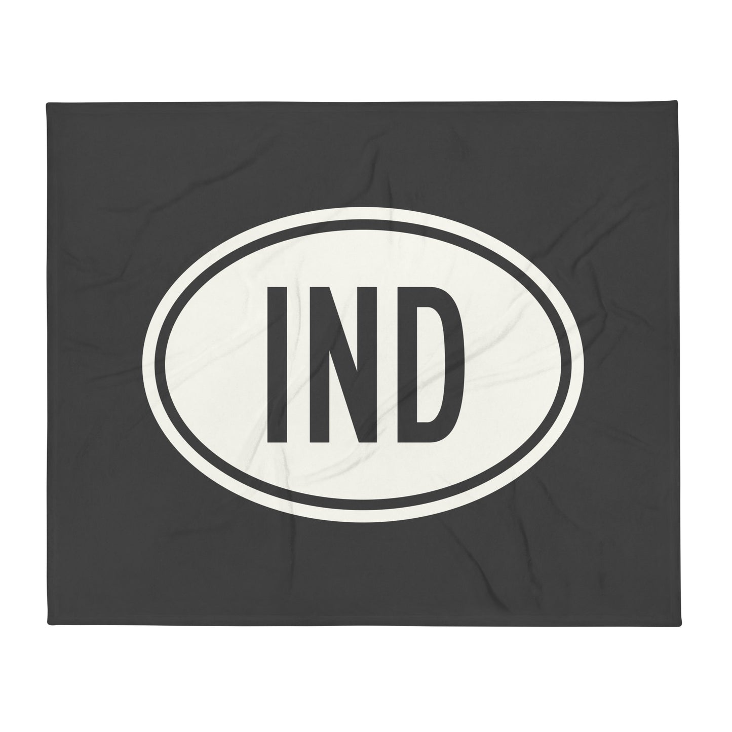 Unique Travel Gift Throw Blanket - White Oval • IND Indianapolis Souvenir • YHM Designs - Image 01