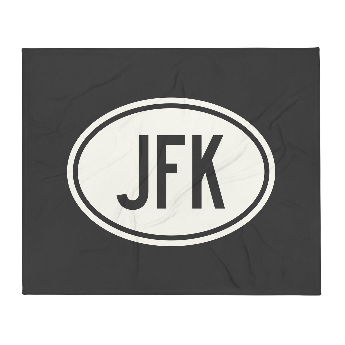 Unique Travel Gift Throw Blanket - White Oval • JFK New York City Souvenir • YHM Designs - Image 01