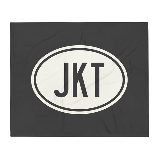 Unique Travel Gift Throw Blanket - White Oval • JKT Jakarta • YHM Designs - Image 01