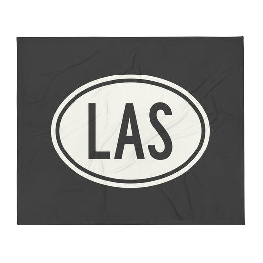 Unique Travel Gift Throw Blanket - White Oval • LAS Las Vegas • YHM Designs - Image 01