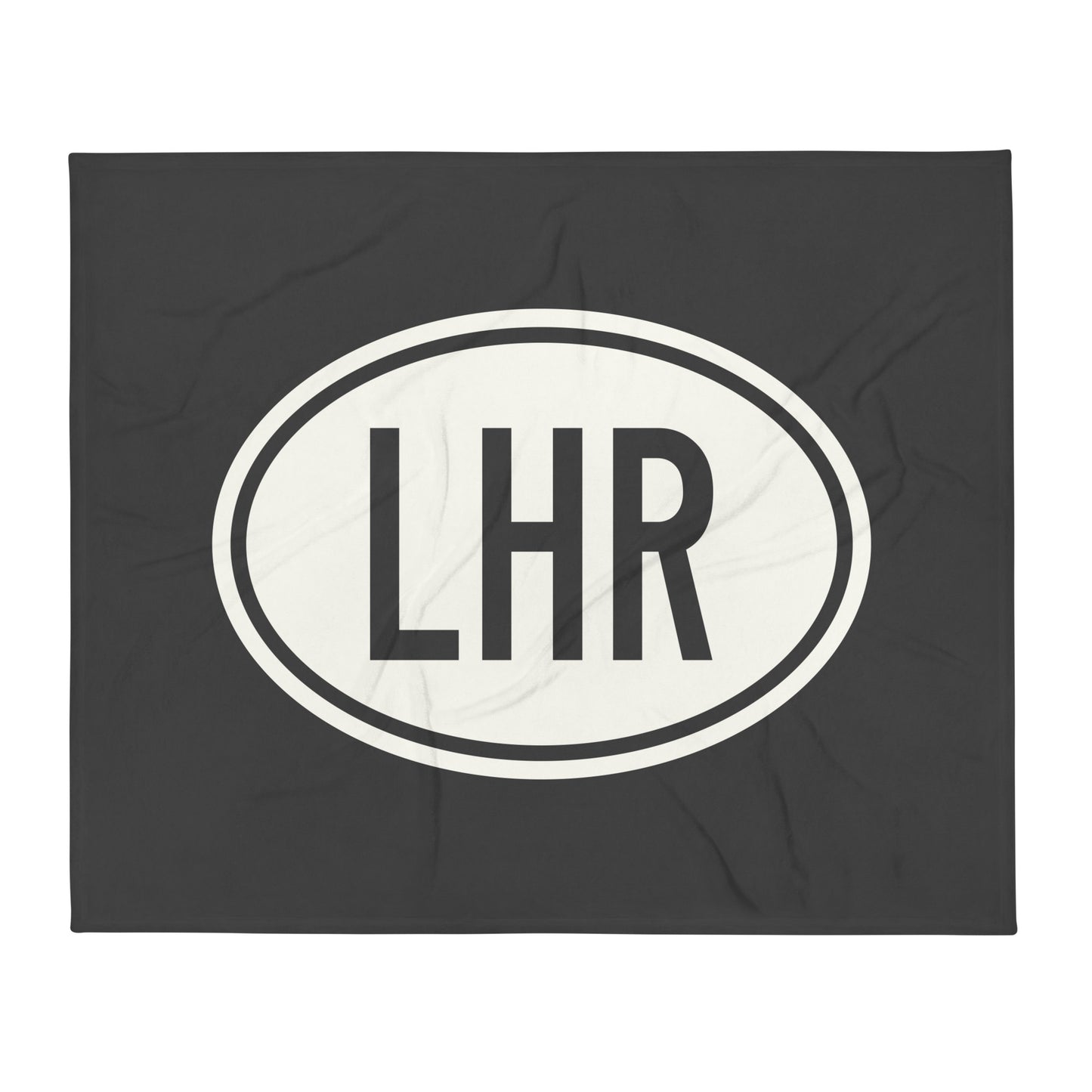 Unique Travel Gift Throw Blanket - White Oval • LHR London Souvenir • YHM Designs - Image 01