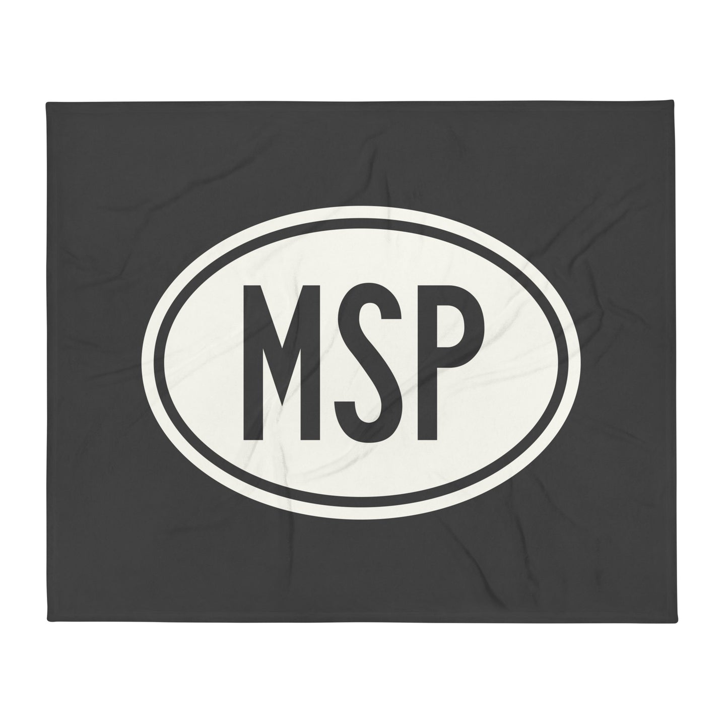 MSP Minneapolis Throw Blanket • Eclipse Grey with Oval Car Sticker Design • YHM Designs - Image 01