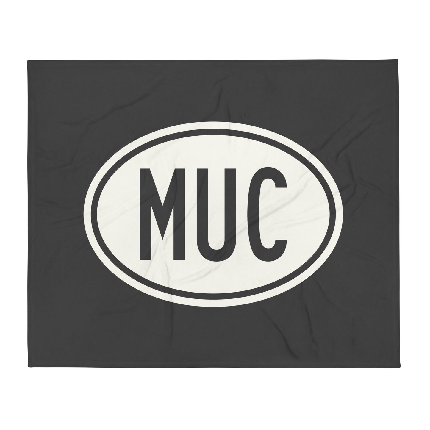 Unique Travel Gift Throw Blanket - White Oval • MUC Munich Souvenir • YHM Designs - Image 01