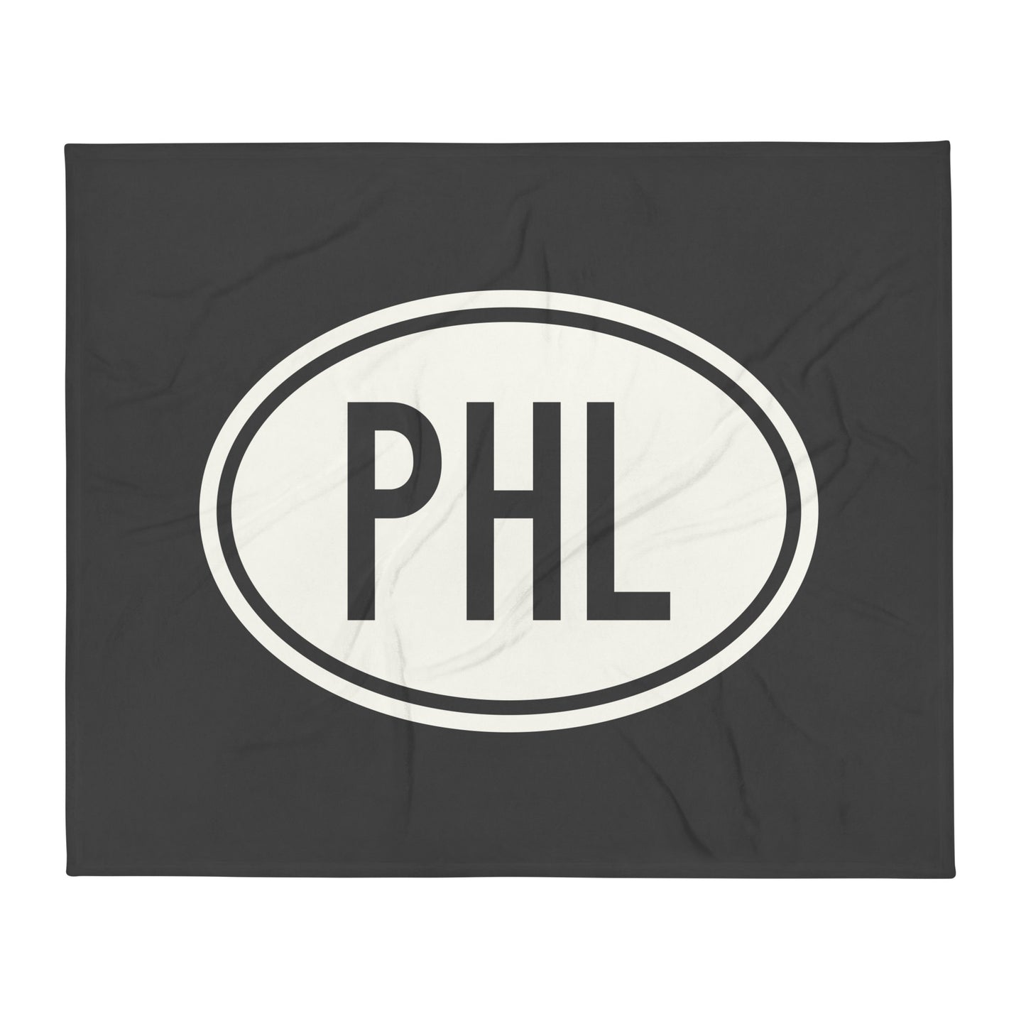 Unique Travel Gift Throw Blanket - White Oval • PHL Philadelphia Souvenir • YHM Designs - Image 01