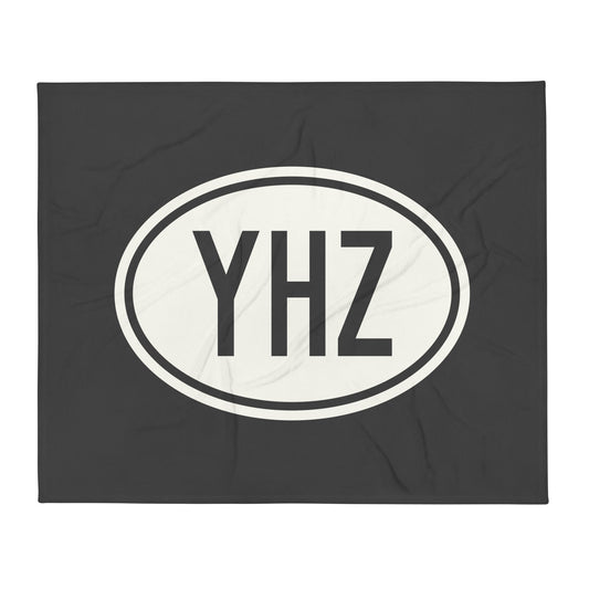 Unique Travel Gift Throw Blanket - White Oval • YHZ Halifax • YHM Designs - Image 01