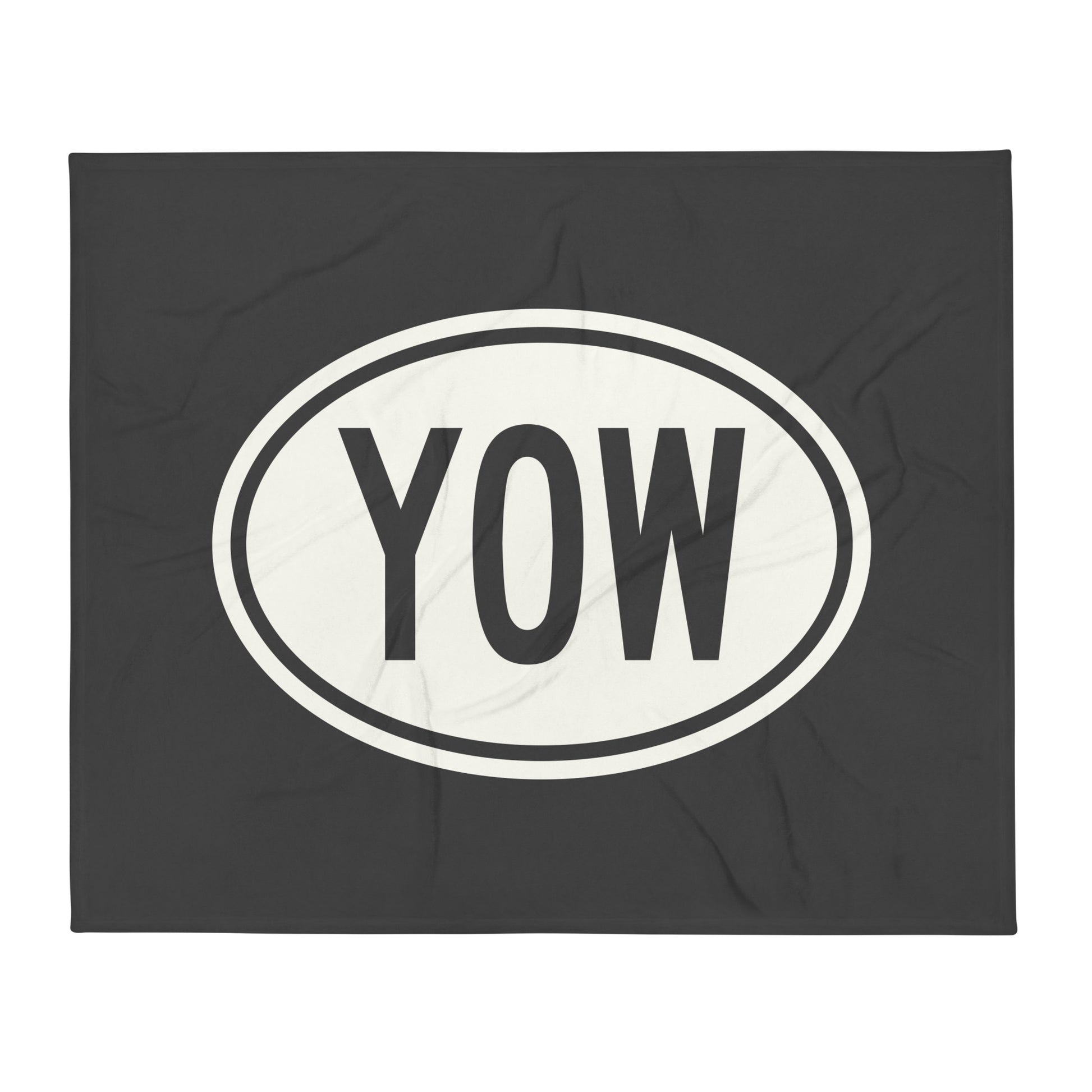 YOW Ottawa Throw Blanket • Eclipse Grey with Oval Car Sticker Design • YHM Designs - Image 01