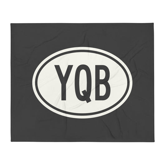 YQB Quebec City Throw Blanket • Eclipse Grey with Oval Car Sticker Design • YHM Designs - Image 01