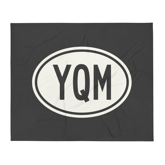 YQM Moncton Throw Blanket • Eclipse Grey with Oval Car Sticker Design • YHM Designs - Image 01