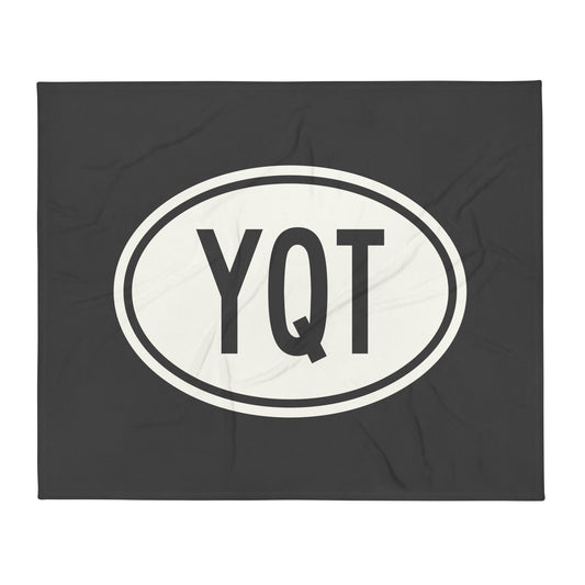 YQT Thunder Bay Throw Blanket • Eclipse Grey with Oval Car Sticker Design • YHM Designs - Image 01