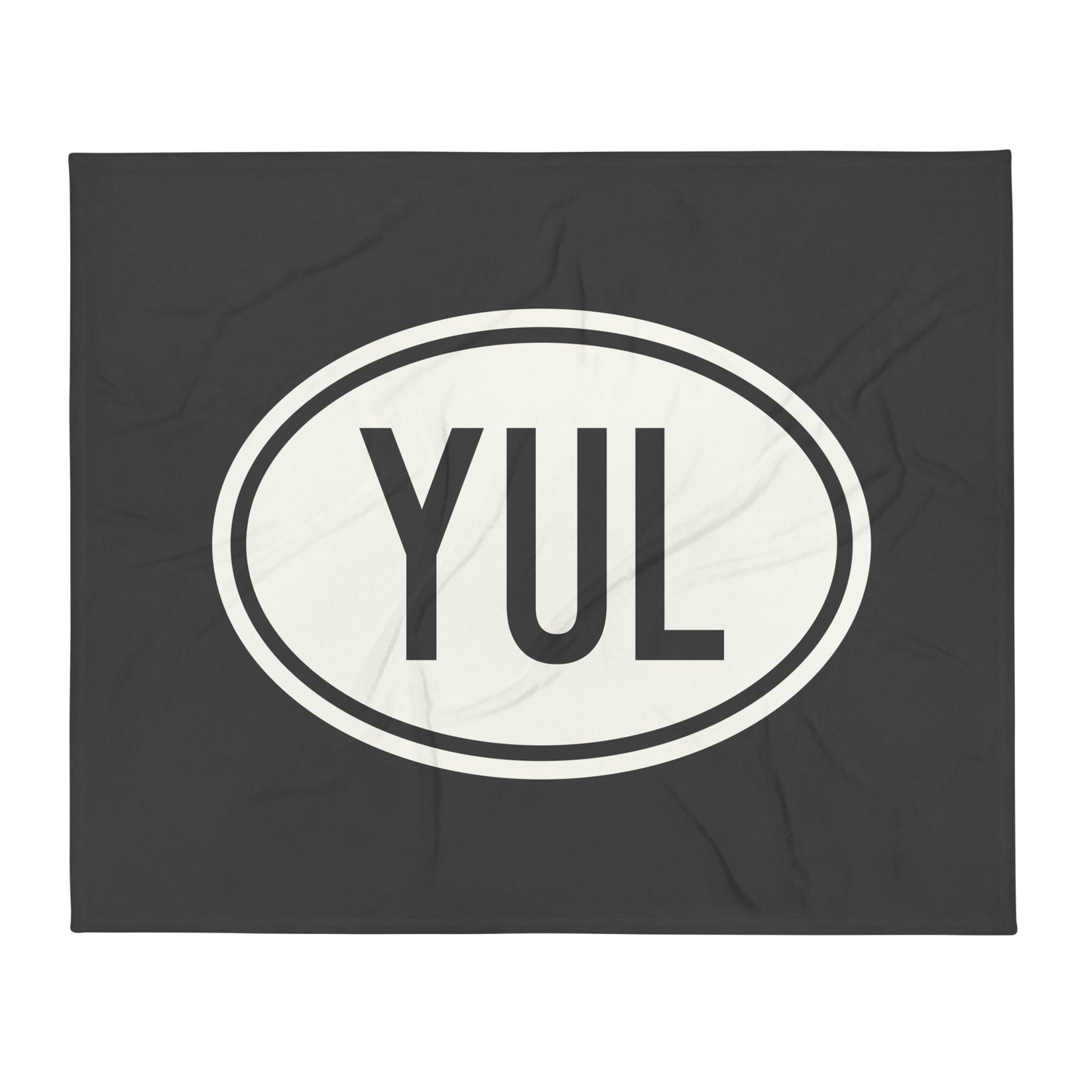 Unique Travel Gift Throw Blanket - White Oval • YUL Montreal Souvenir • YHM Designs - Image 01