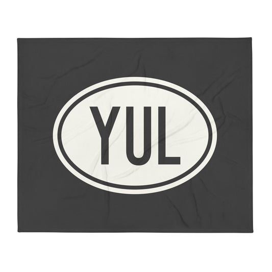 YUL Montreal Throw Blanket • Eclipse Grey with Oval Car Sticker Design • YHM Designs - Image 01