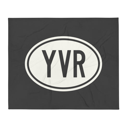 YVR Vancouver Throw Blanket • Eclipse Grey with Oval Car Sticker Design • YHM Designs - Image 01
