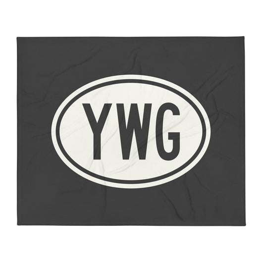 YWG Winnipeg Throw Blanket • Eclipse Grey with Oval Car Sticker Design • YHM Designs - Image 01
