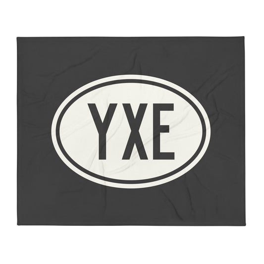 YXE Saskatoon Throw Blanket • Eclipse Grey with Oval Car Sticker Design • YHM Designs - Image 01