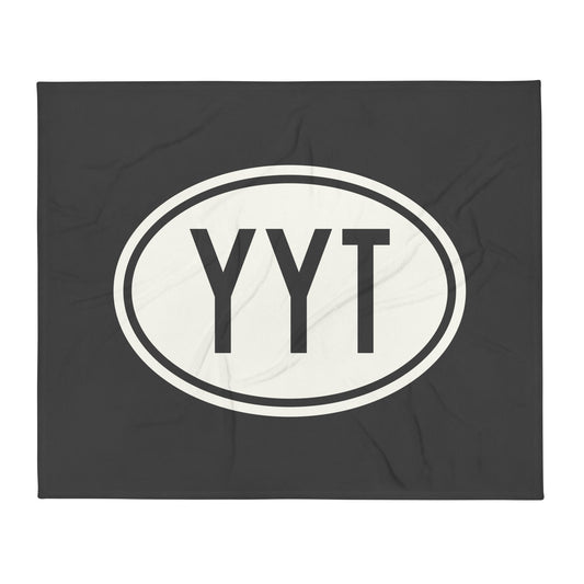 YYT St. John's Throw Blanket • Eclipse Grey with Oval Car Sticker Design • YHM Designs - Image 01