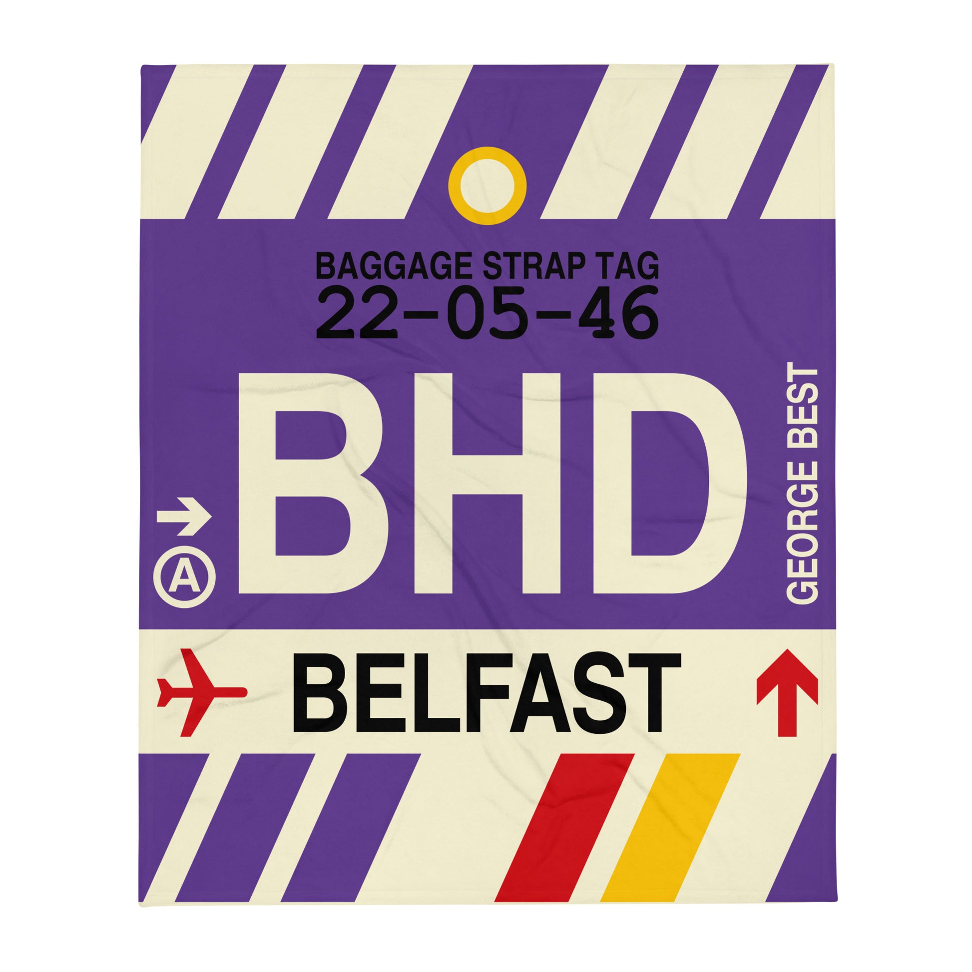 BHD Belfast Throw Blanket • Jet Age Baggage Tag Design • YHM Designs - Image 01