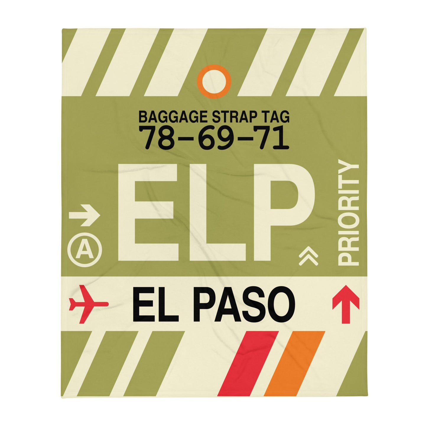 ELP El Paso Throw Blanket • Jet Age Baggage Tag Design • YHM Designs - Image 01
