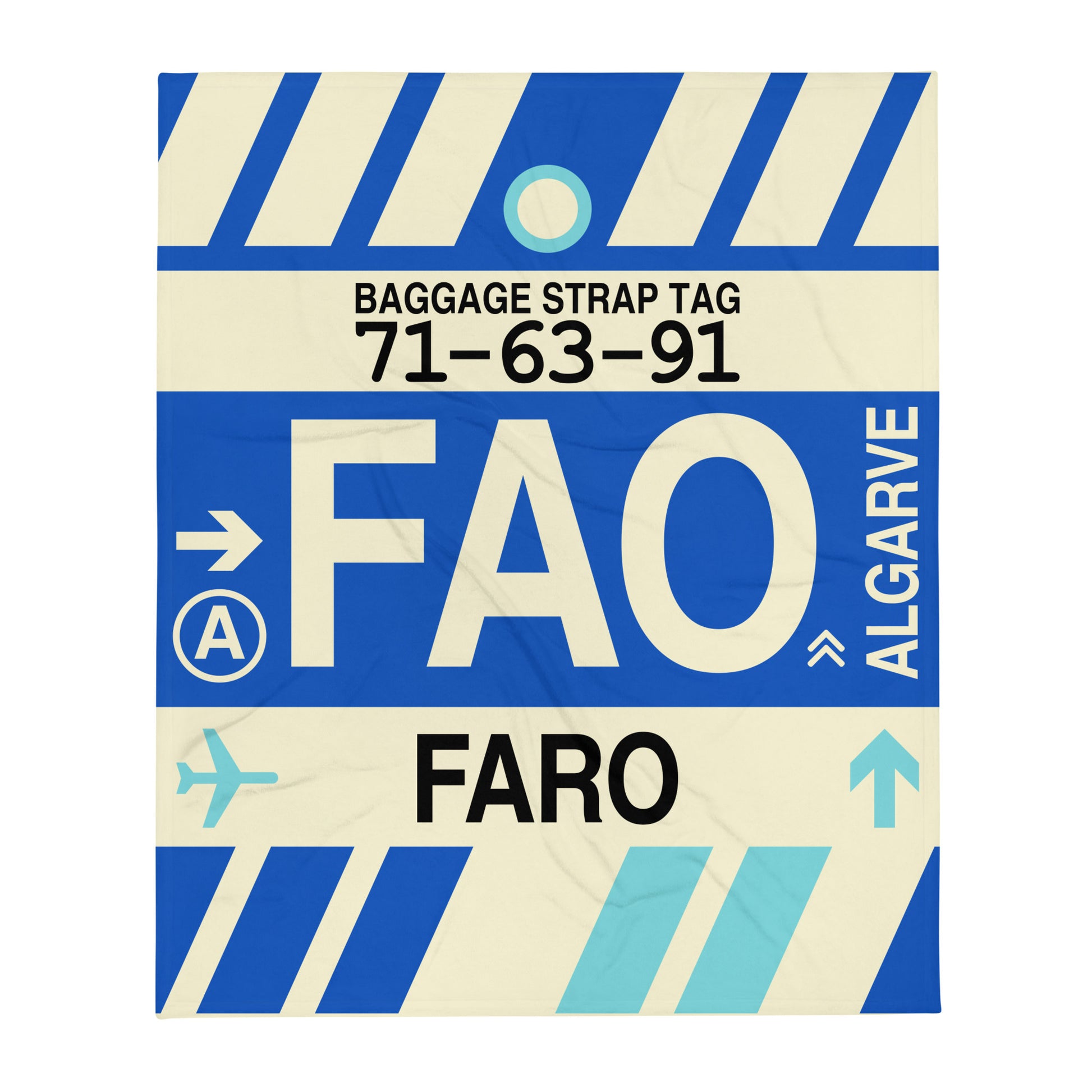 FAO Faro Throw Blanket • Jet Age Baggage Tag Design • YHM Designs - Image 01
