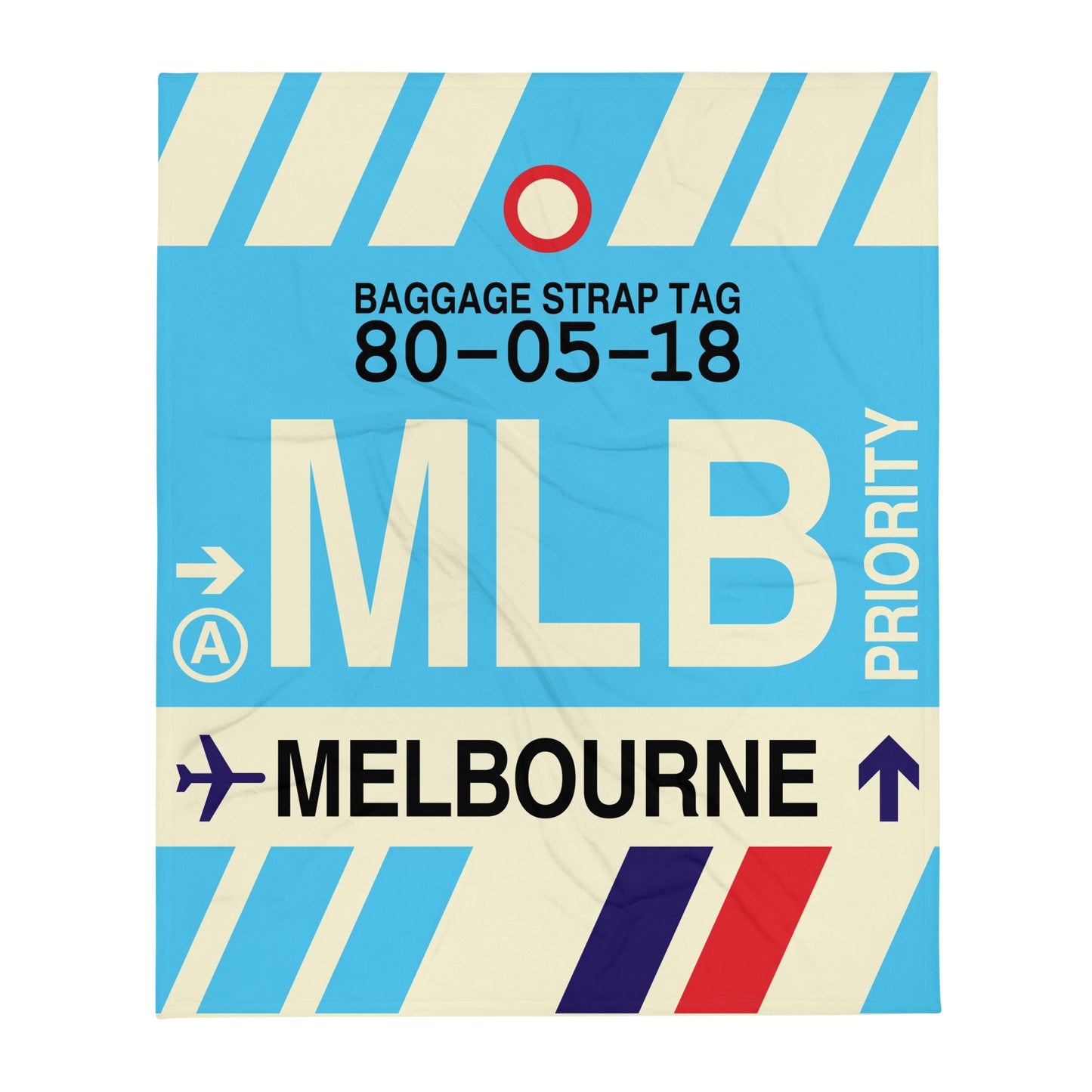 MLB Melbourne Throw Blanket • Jet Age Baggage Tag Design • YHM Designs - Image 01