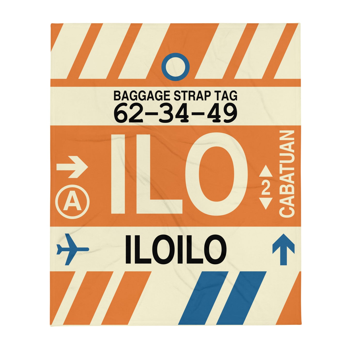 ILO Iloilo Throw Blanket • Jet Age Baggage Tag Design • YHM Designs - Image 01