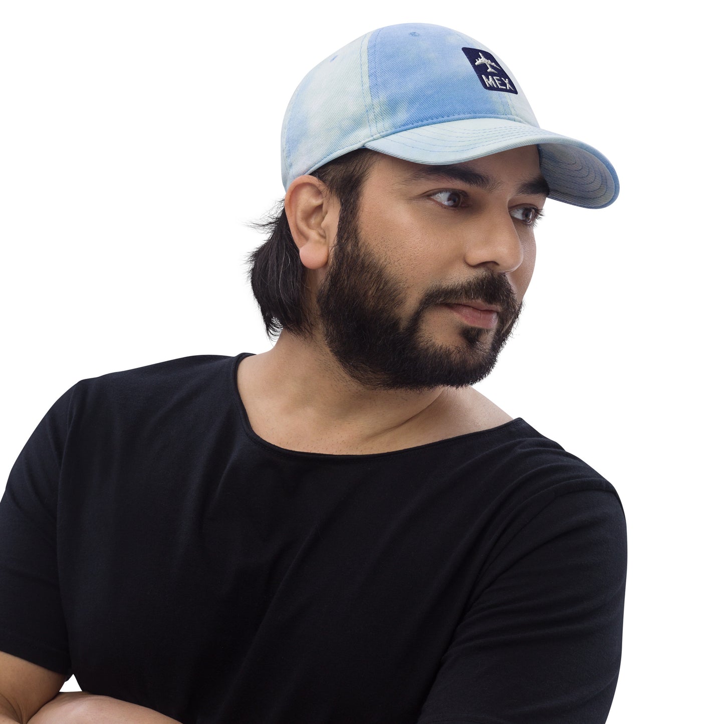 Jetliner Tie-Dye Baseball Cap • Navy/White • MEX Mexico City • YHM Designs - Image 04