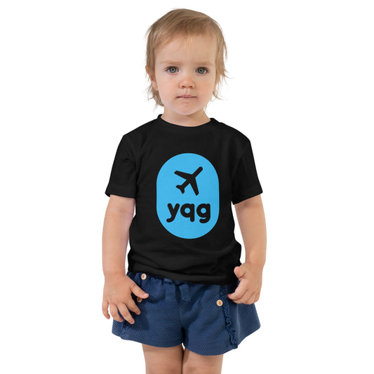 YQG Windsor Toddler T-Shirt • Airplane Window Design in Sky Blue • YHM Designs - Image 02