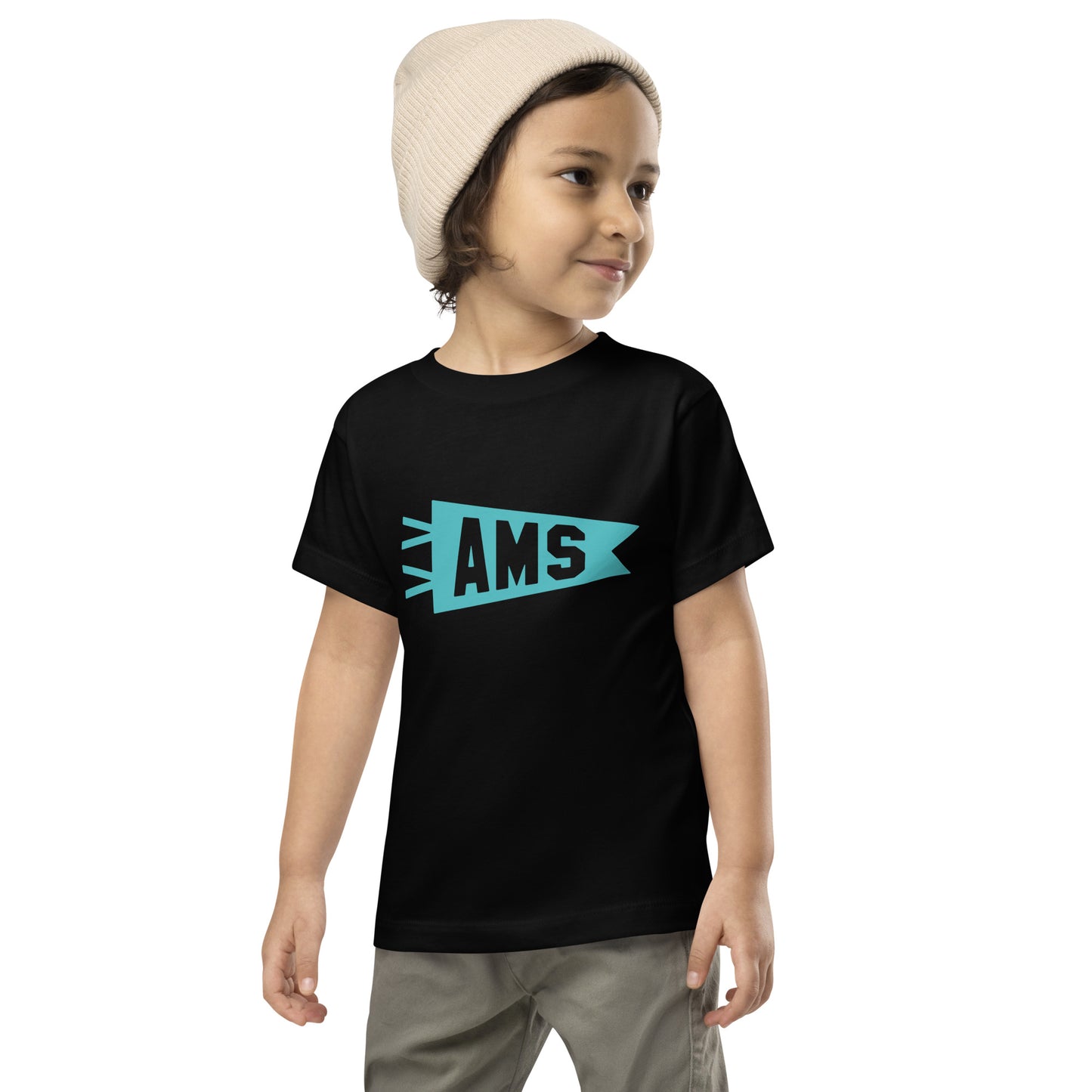 Airport Code Toddler Tee - Viking Blue • AMS Amsterdam • YHM Designs - Image 04