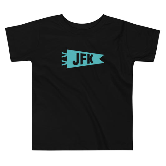 Airport Code Toddler Tee - Viking Blue • JFK New York City • YHM Designs - Image 01