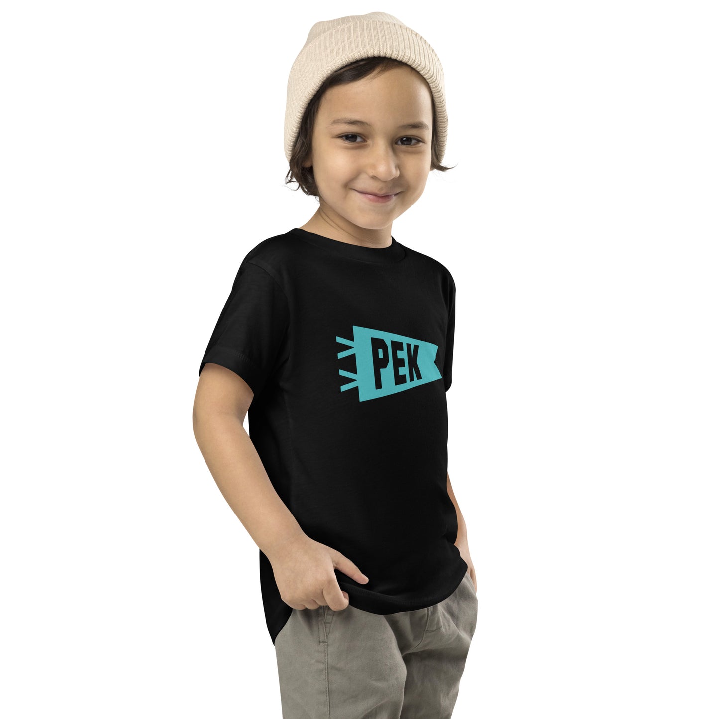 Airport Code Toddler Tee - Viking Blue • PEK Beijing • YHM Designs - Image 03