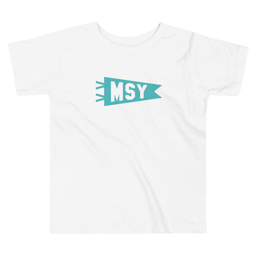 MSY New Orleans Toddler T-Shirt • Banner Design in Viking Blue • YHM Designs - Image 02