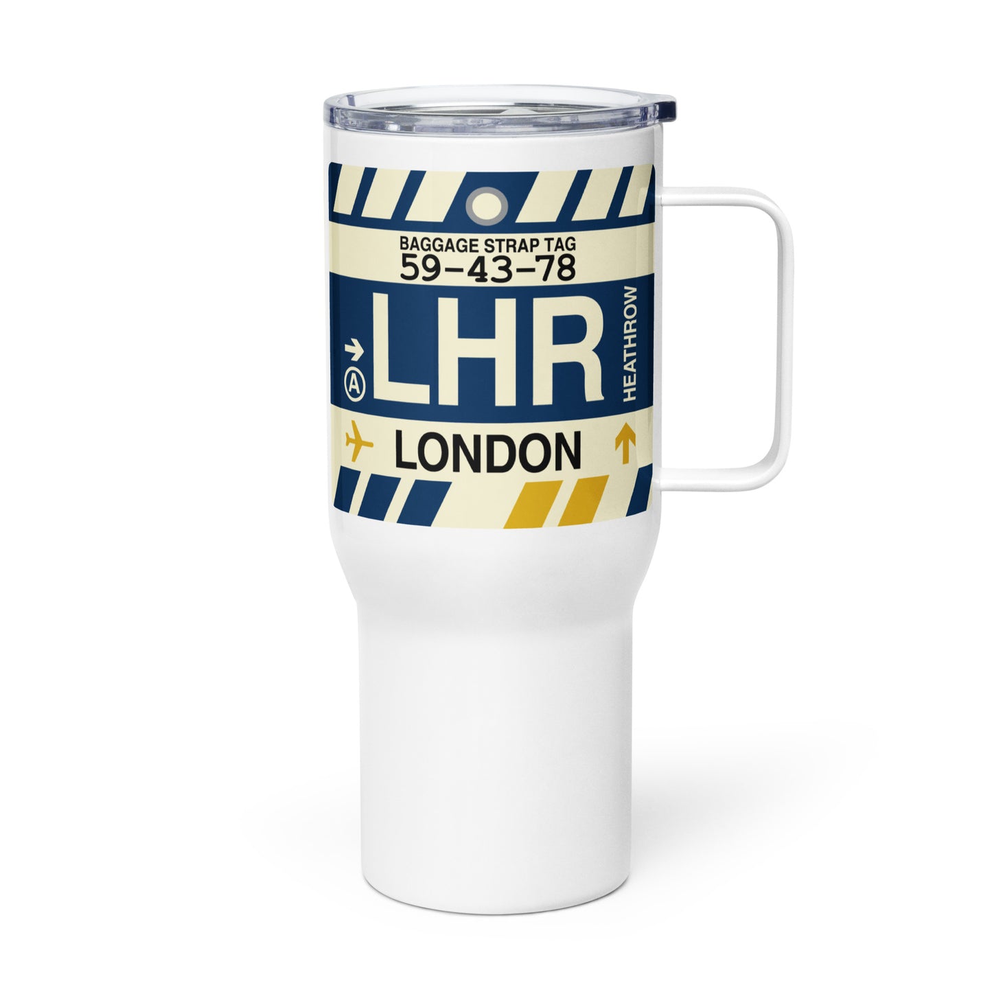 Souvenir Travel Mug • LHR London • YHM Designs - Image 01