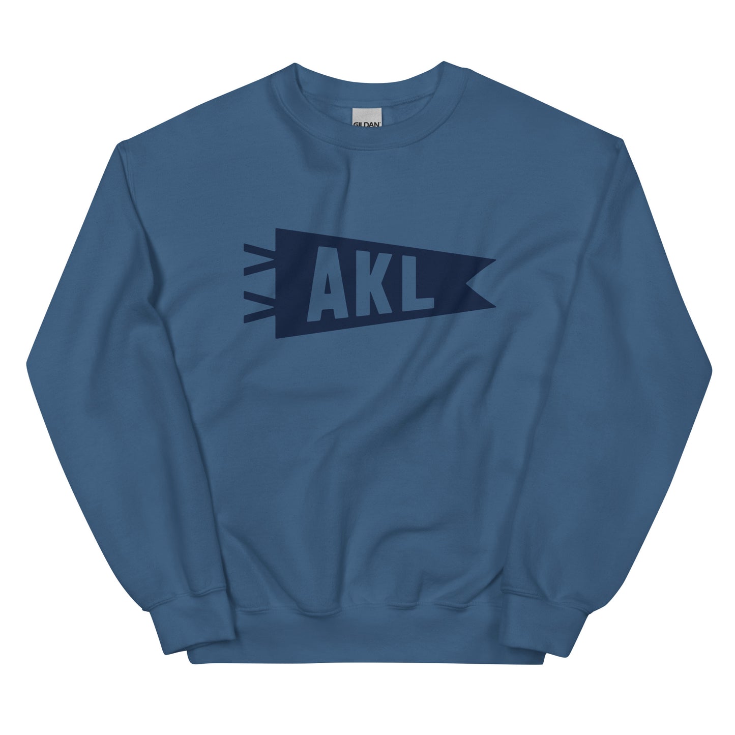 Airport Code Sweatshirt - Navy Blue Graphic • AKL Auckland • YHM Designs - Image 01