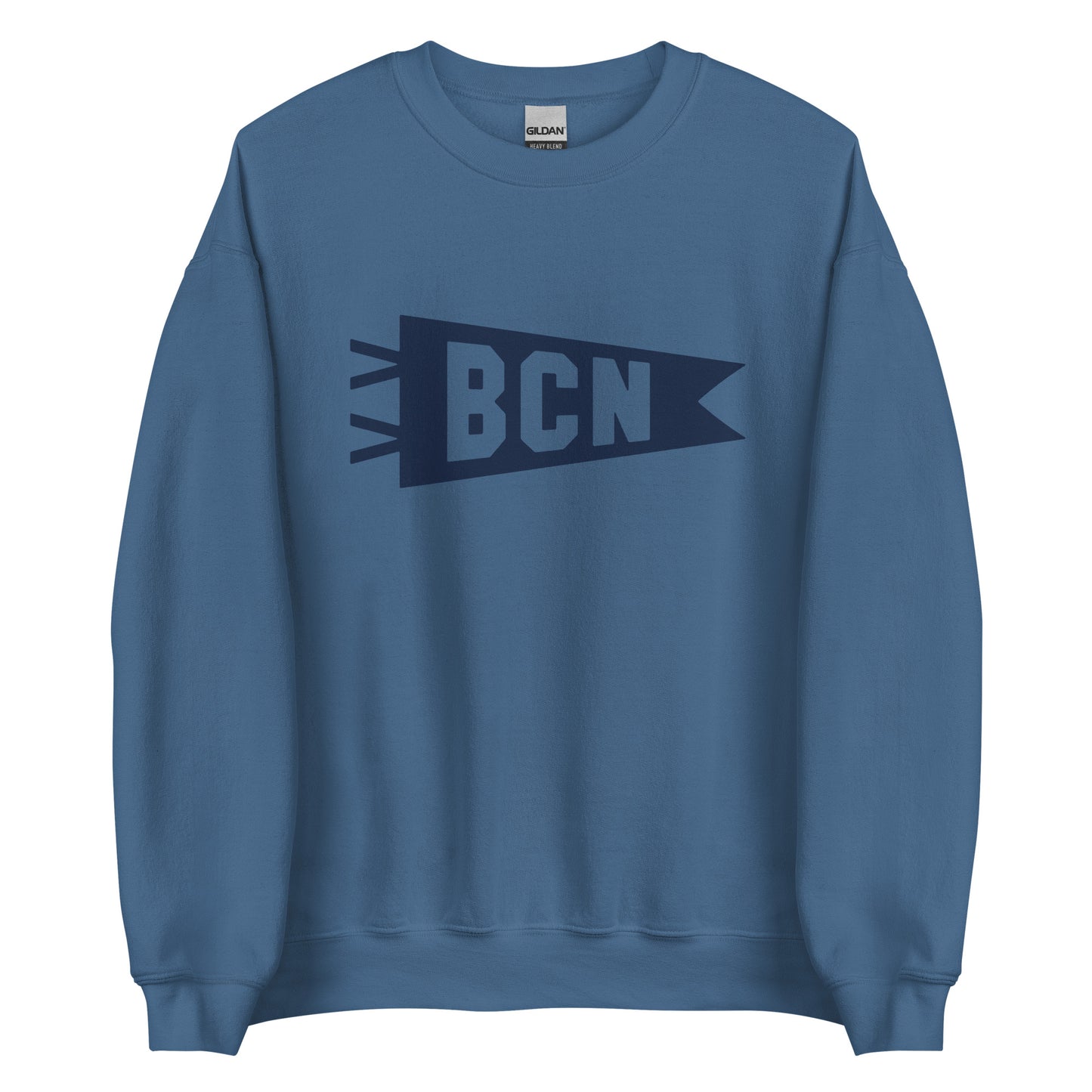 Airport Code Sweatshirt - Navy Blue Graphic • BCN Barcelona • YHM Designs - Image 05