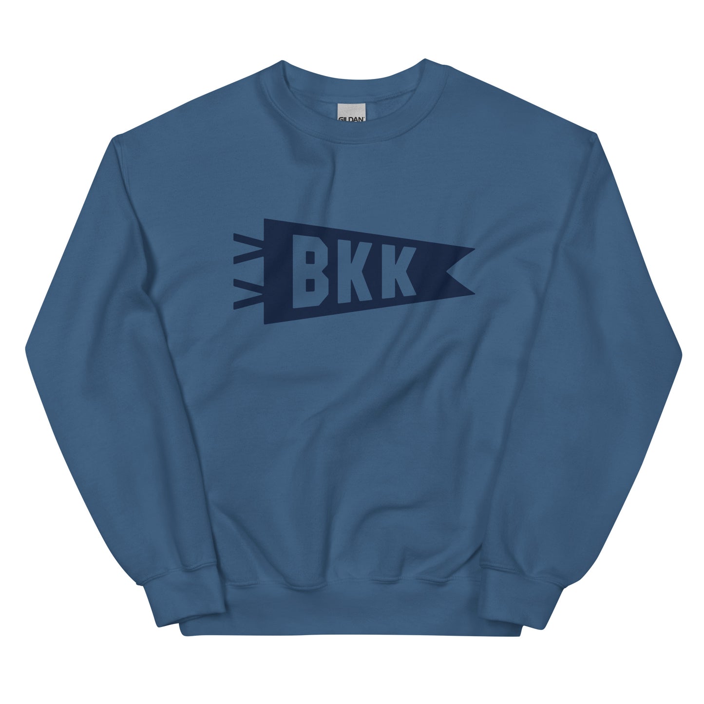 Airport Code Sweatshirt - Navy Blue Graphic • BKK Bangkok • YHM Designs - Image 01