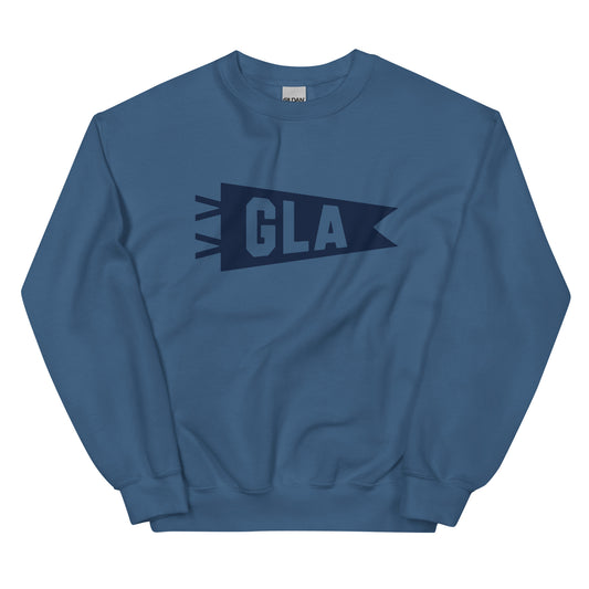 Airport Code Sweatshirt - Navy Blue Graphic • GLA Glasgow • YHM Designs - Image 01