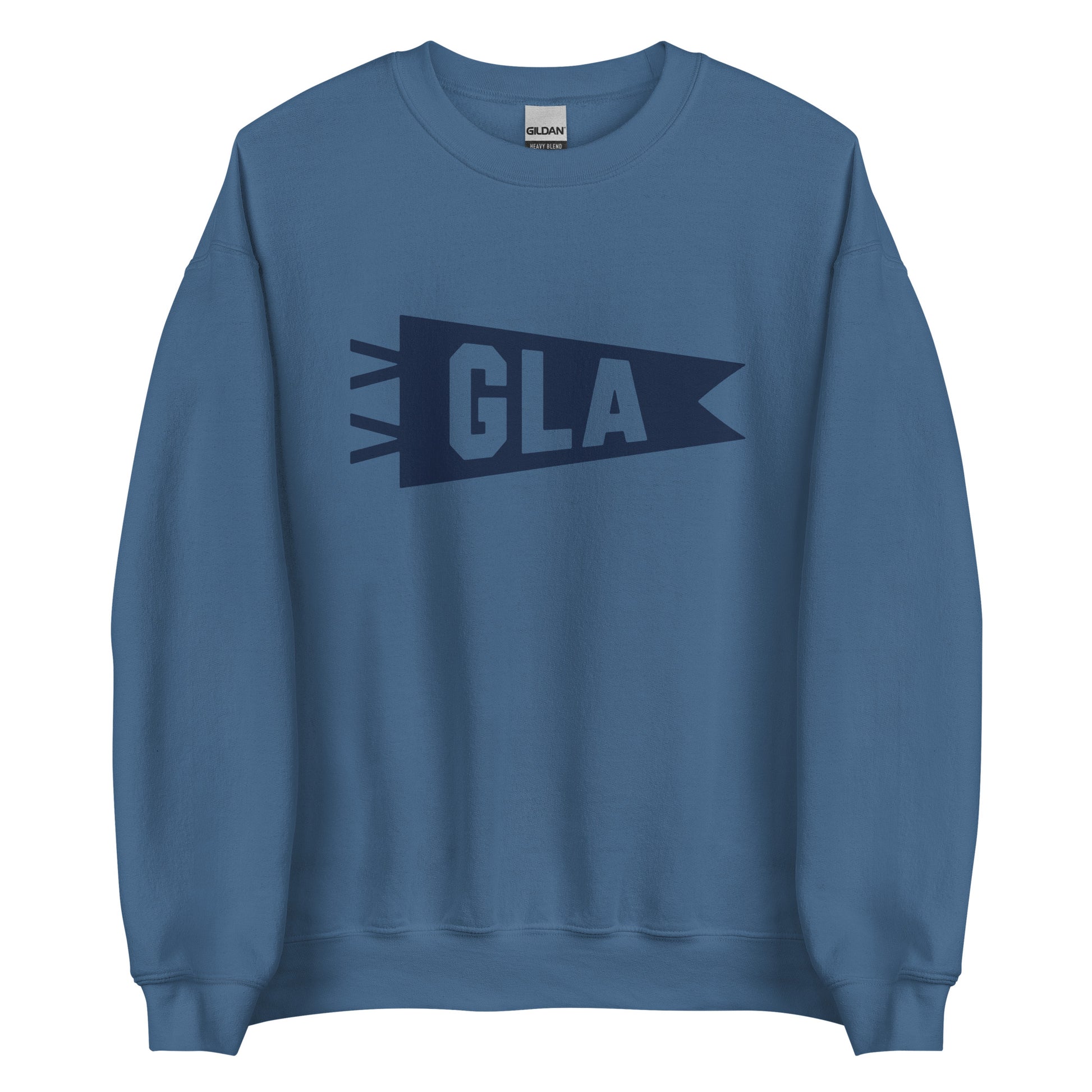 Airport Code Sweatshirt - Navy Blue Graphic • GLA Glasgow • YHM Designs - Image 05
