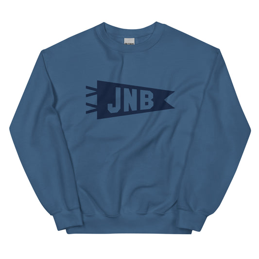JNB Johannesburg Unisex Sweatshirt • Banner Design in Navy Blue • YHM Designs - Image 01
