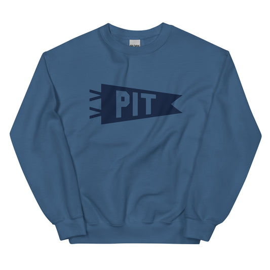 PIT Pittsburgh Unisex Sweatshirt • Banner Design in Navy Blue • YHM Designs - Image 01