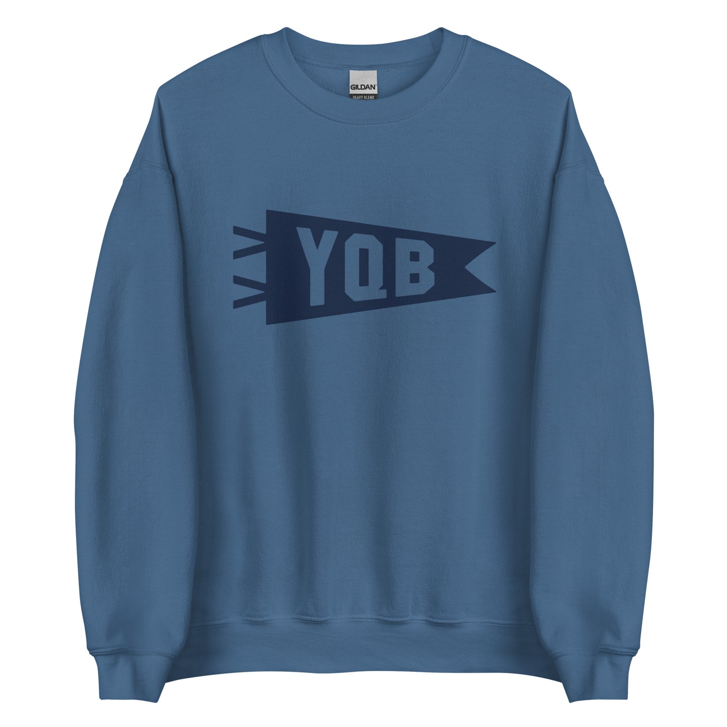 YQB Quebec City Unisex Sweatshirt • Banner Design in Navy Blue • YHM Designs - Image 05