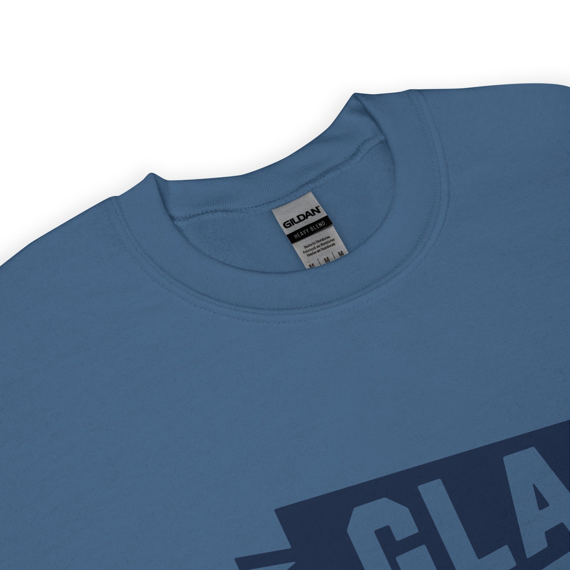 Airport Code Sweatshirt - Navy Blue Graphic • GLA Glasgow • YHM Designs - Image 04