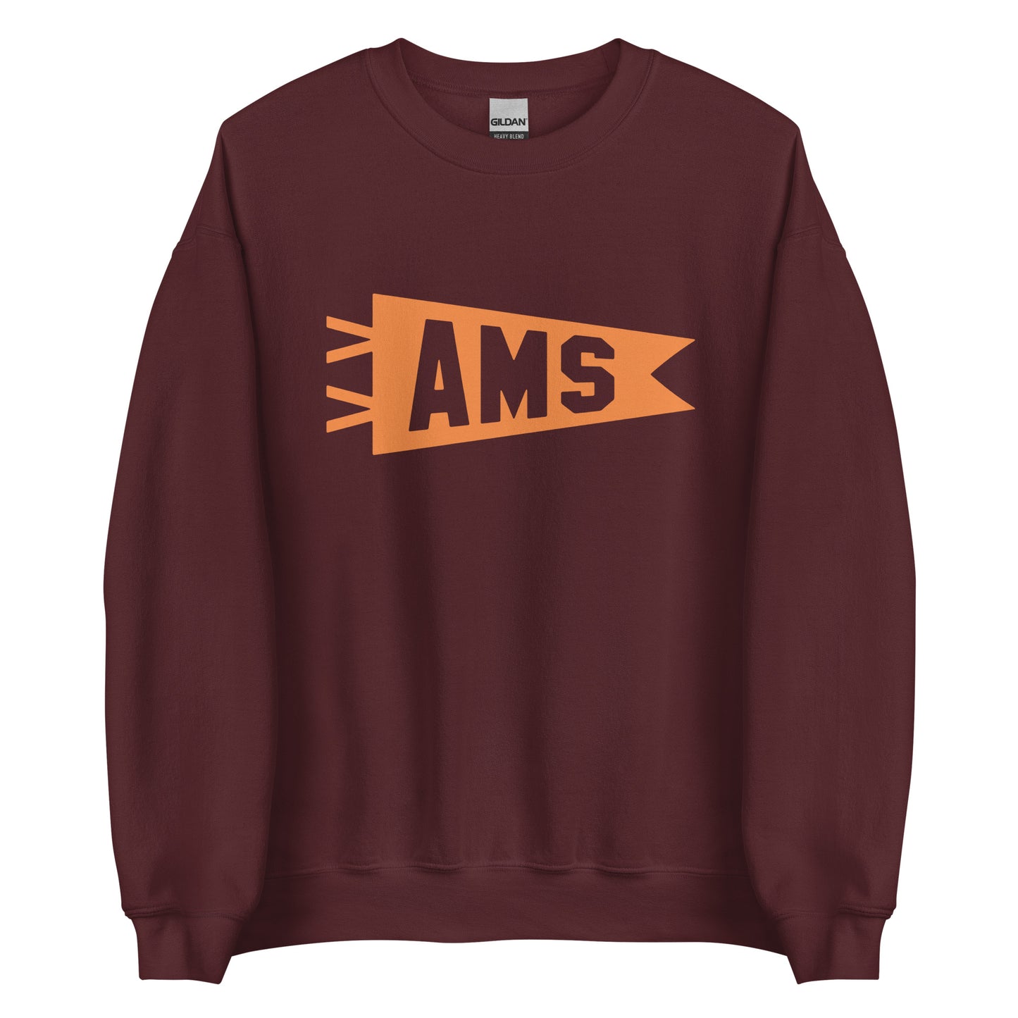 Airport Code Sweatshirt - Orange Graphic • AMS Amsterdam • YHM Designs - Image 05