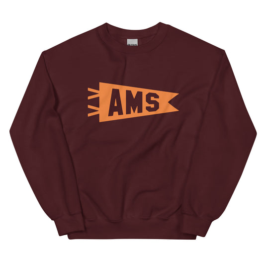 Airport Code Sweatshirt - Orange Graphic • AMS Amsterdam • YHM Designs - Image 02