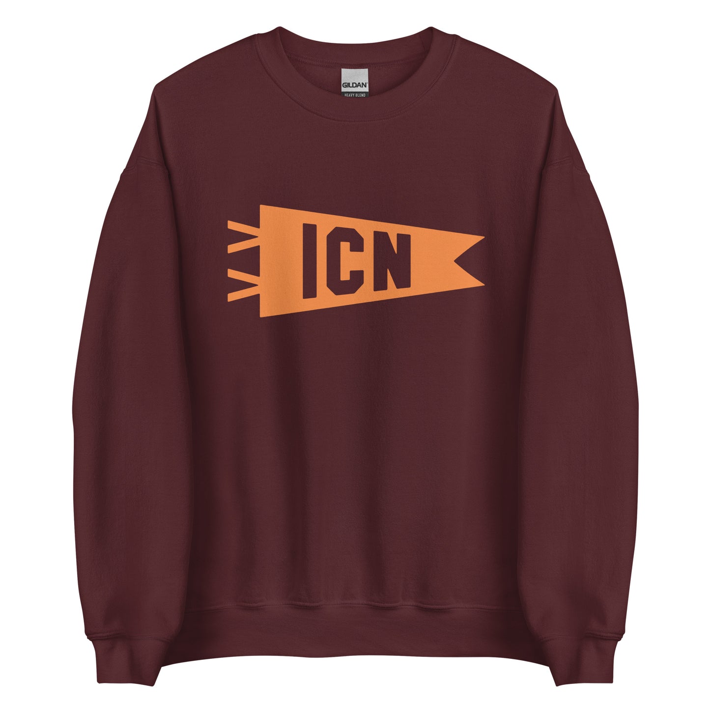 Airport Code Sweatshirt - Orange Graphic • ICN Seoul • YHM Designs - Image 05