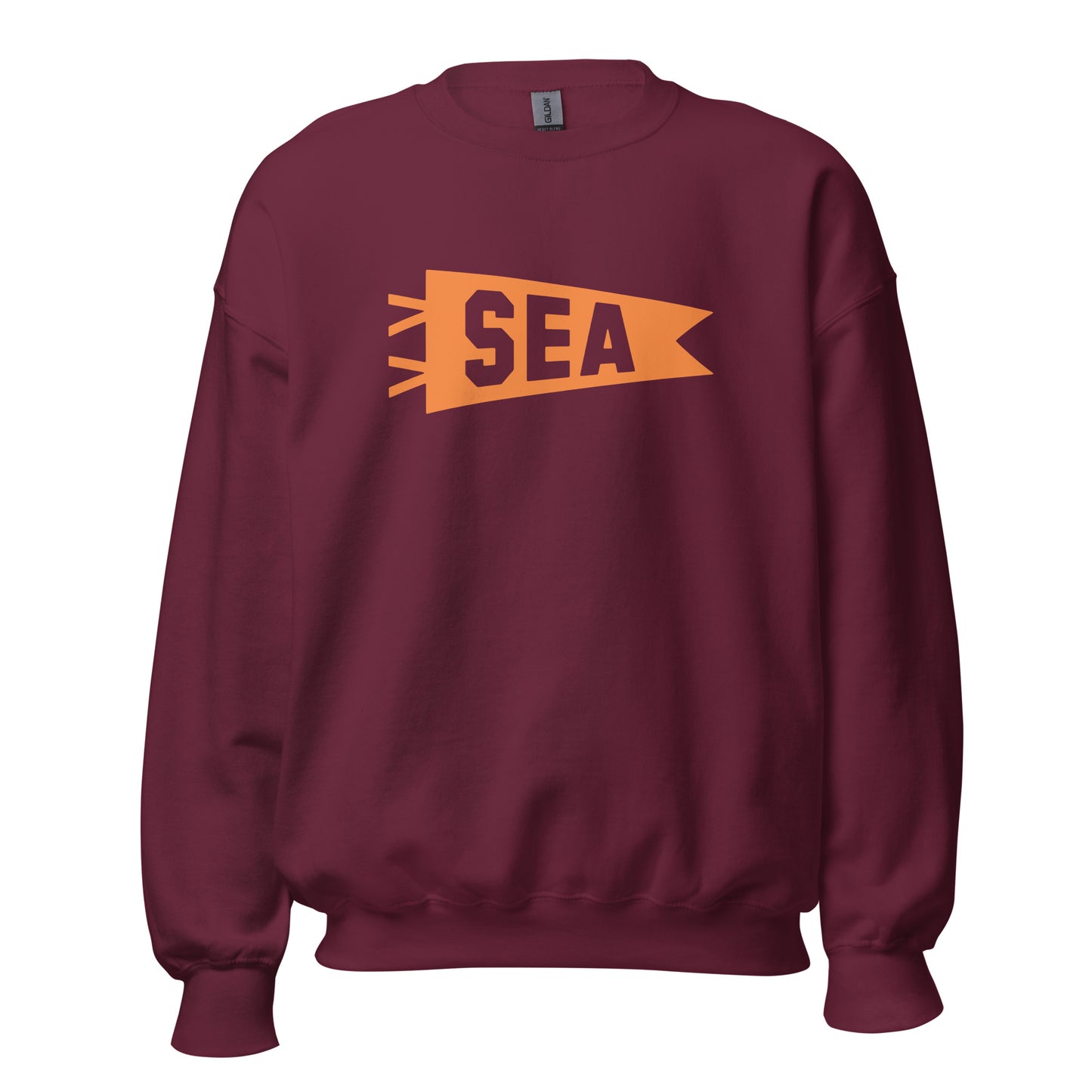 Airport Code Sweatshirt - Orange Graphic • SEA Seattle • YHM Designs - Image 05