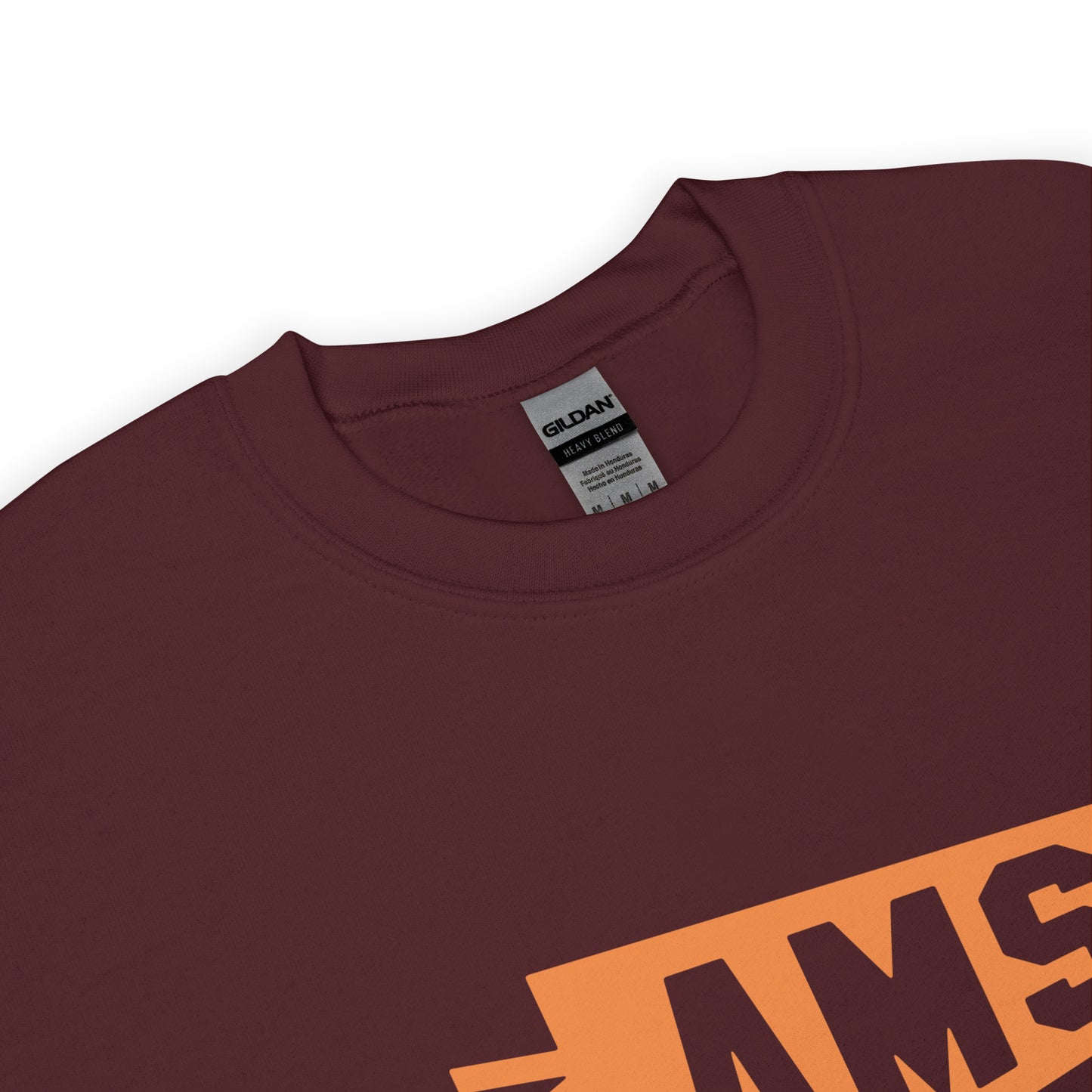 Airport Code Sweatshirt - Orange Graphic • AMS Amsterdam • YHM Designs - Image 04